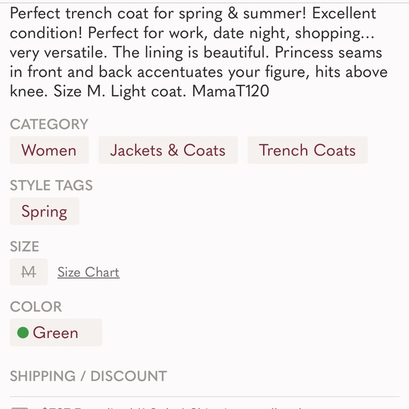 Ann Taylor LOFT, trench coat, lined, size M - Picture 6 of 6